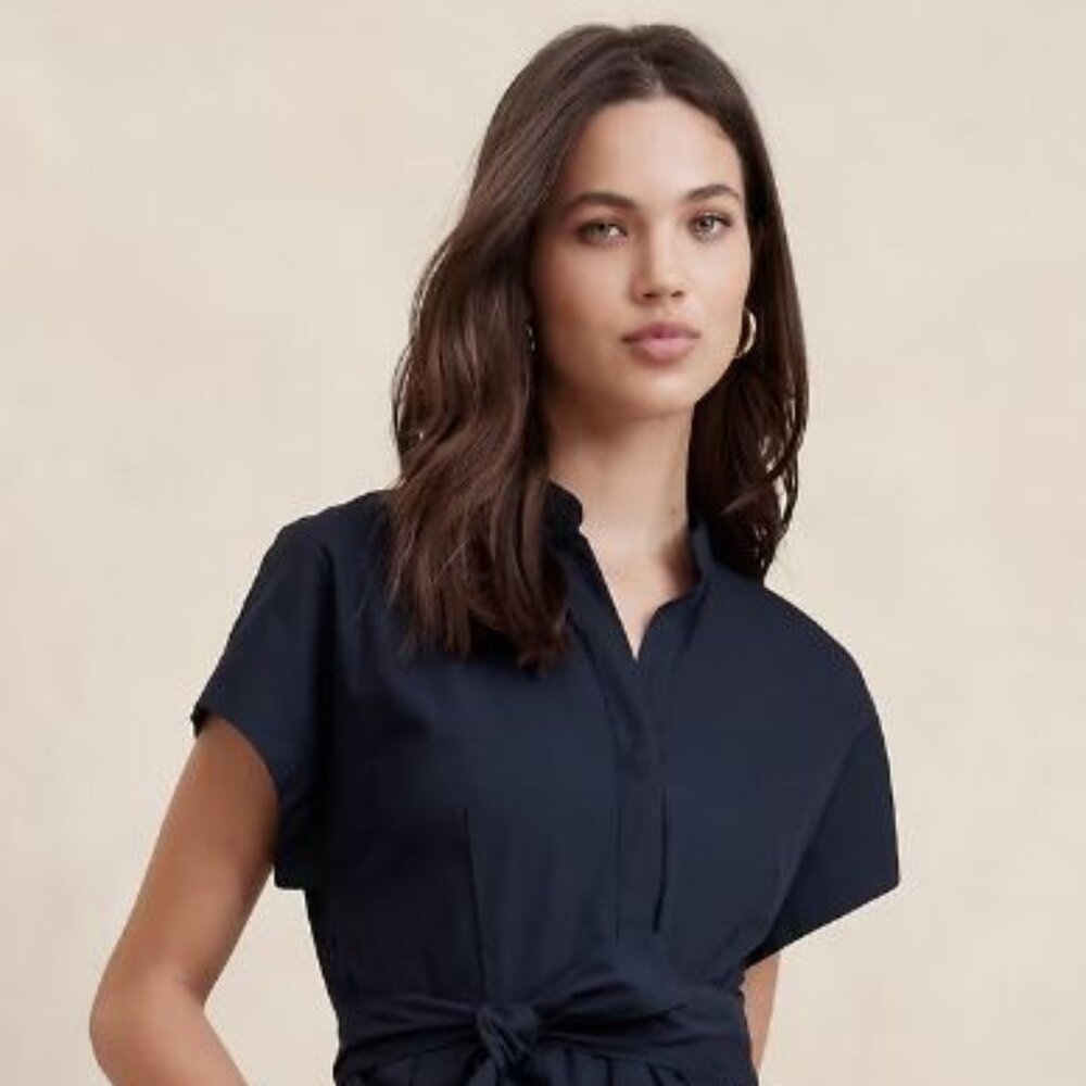 Banana Republic POPLIN TIE-WAIST MIDI DRESS